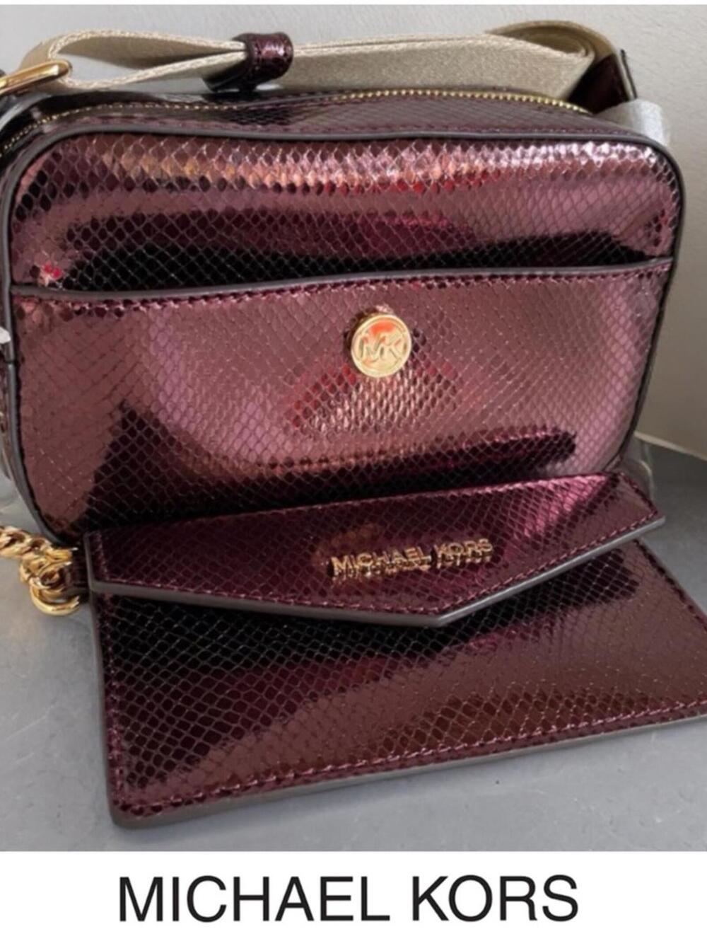 NWT MICHAEL KORS Burgundy Embossed "Oxblood" 2 in 1 Camera Crossbody Bag $498